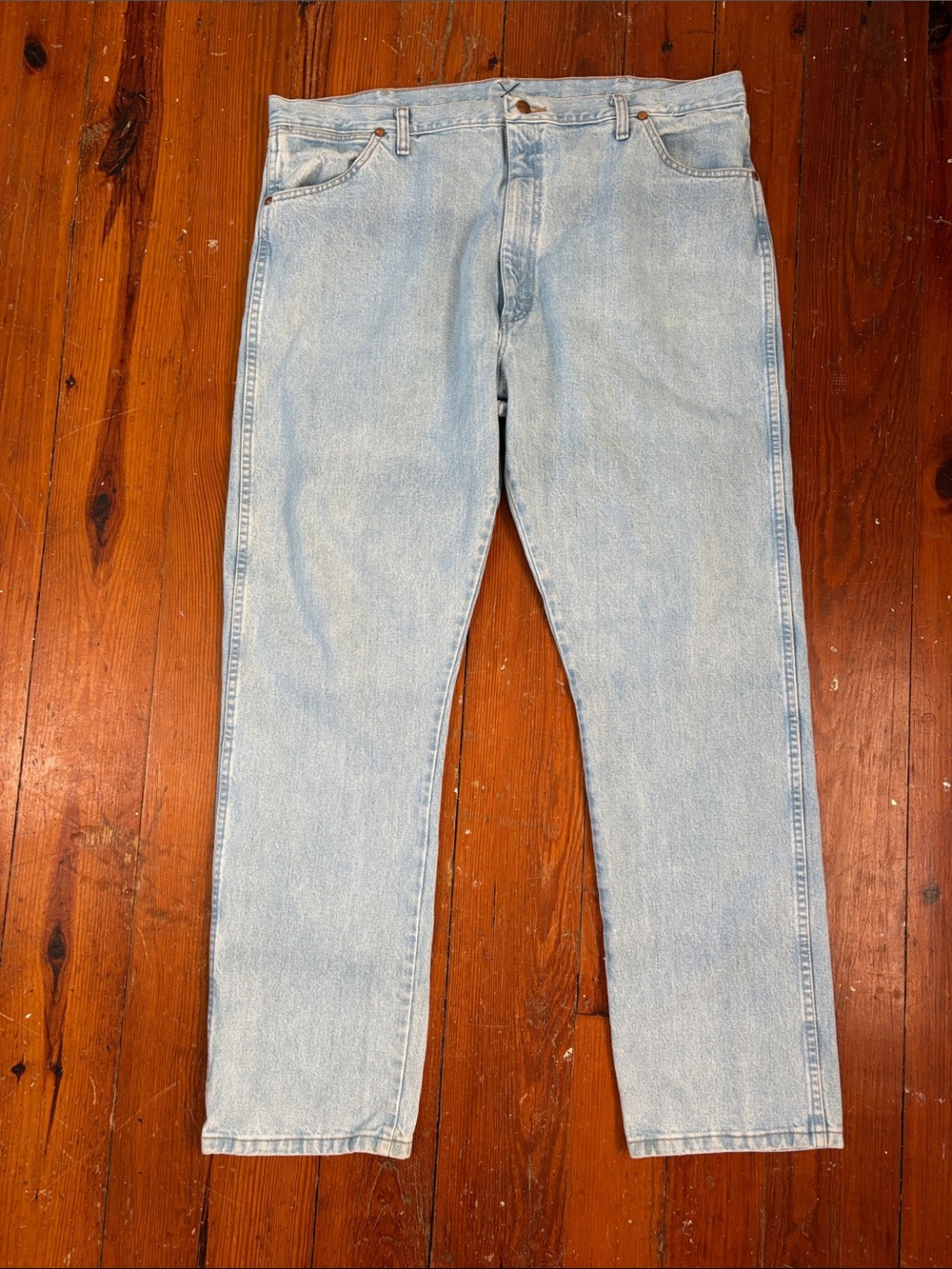 Wrangler Light Wash Blue Straight Leg Jeans Size 42x34
